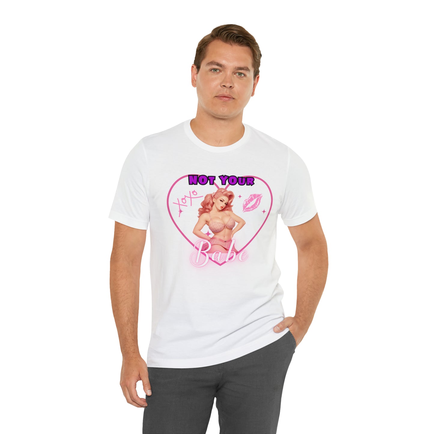 Vintage Pink Pinup Girl "Not Your Babe" on a Bella+Canva 3001 Unisex Jersey T-Shirt - A Must-Have Gift for her