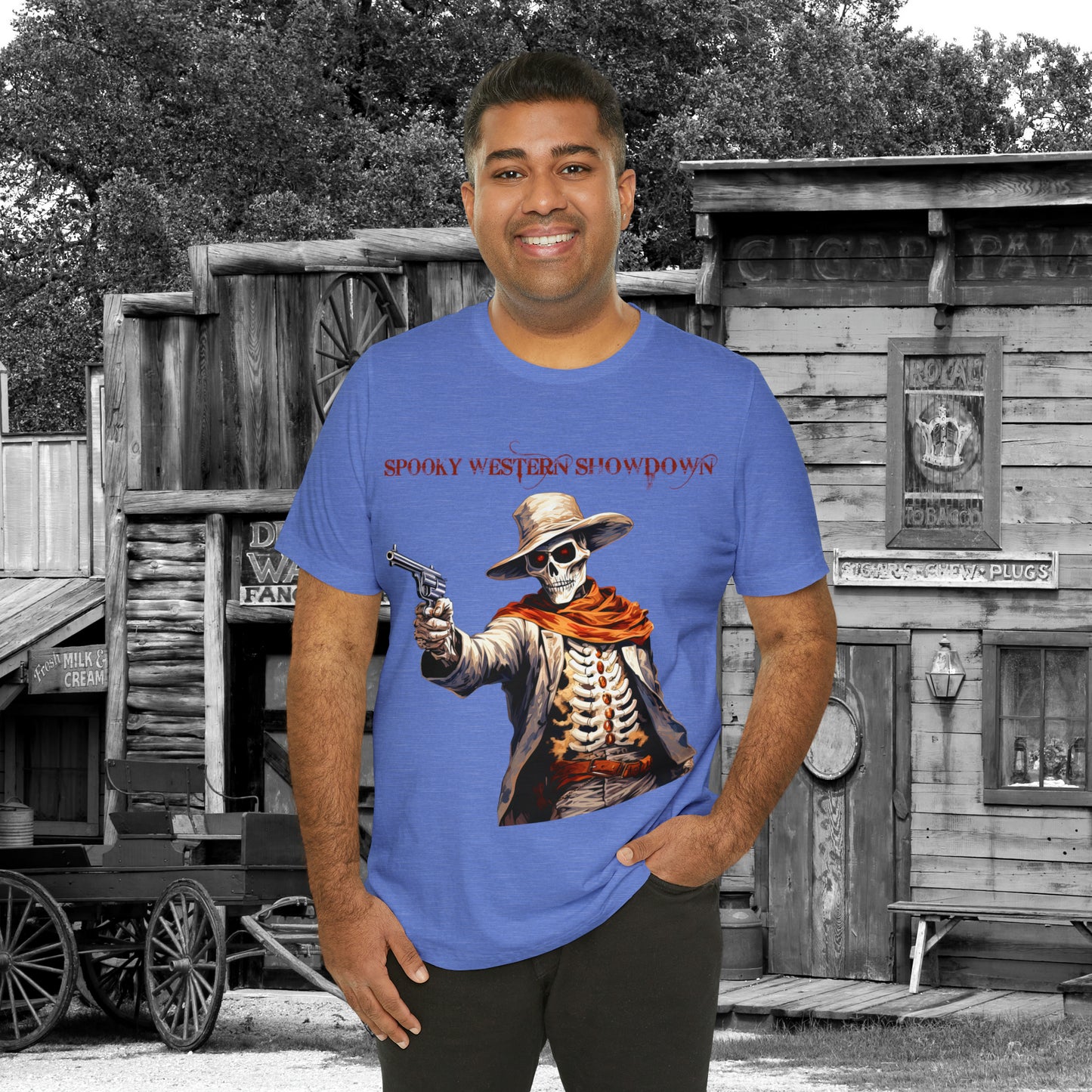 Spooky Western Showdown Western Halloween Unisex Jersey Short Sleeve Tee Gifts For Her Gifts For Him