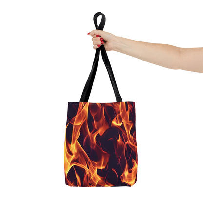 Fierce Fashion: All-Over Flames Tote Bag - Carry the Heat! Tote Bag (AOP)