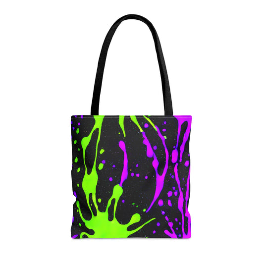 Chic Color Burst: Green & Pink Splatter Print Tote - Stand Out!