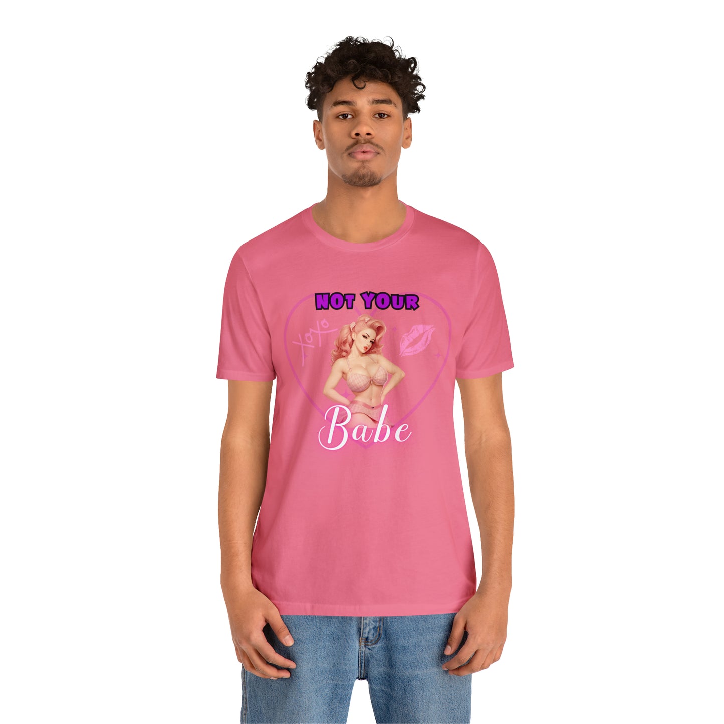 Vintage Pink Pinup Girl "Not Your Babe" on a Bella+Canva 3001 Unisex Jersey T-Shirt - A Must-Have Gift for her