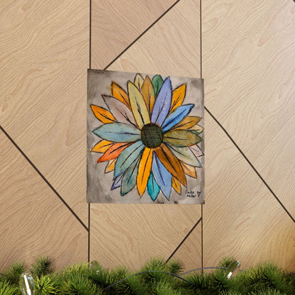 Matte Vertical Poster — Colorful Watercolor Sunflower Art Print from Artist Cailee Miller