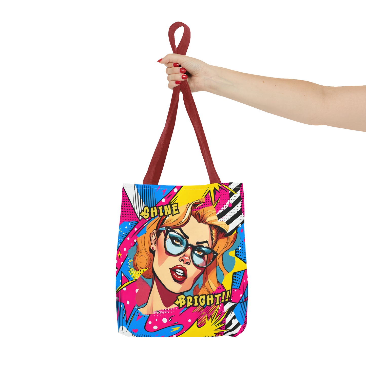 Shine Bright Lady on a Abstract Comic Pop AOP Tote Bag