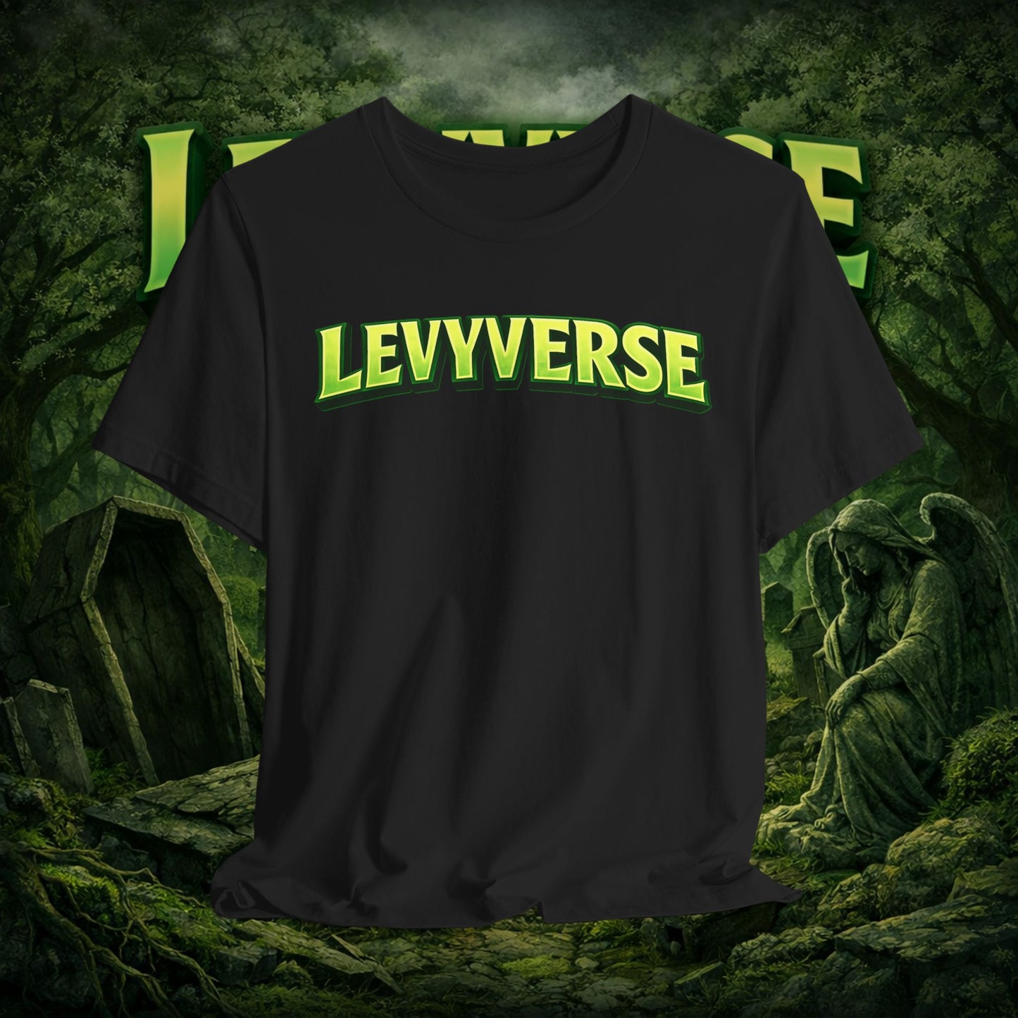 Levyverse Logo Tee — Green Fantasy Graphic T-Shirt