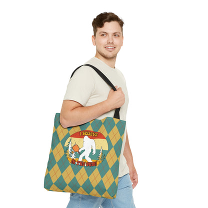 Vintage Rhombus Bigfoot Pickleball AOP Tote Bag - Believe in the Dink with Style!