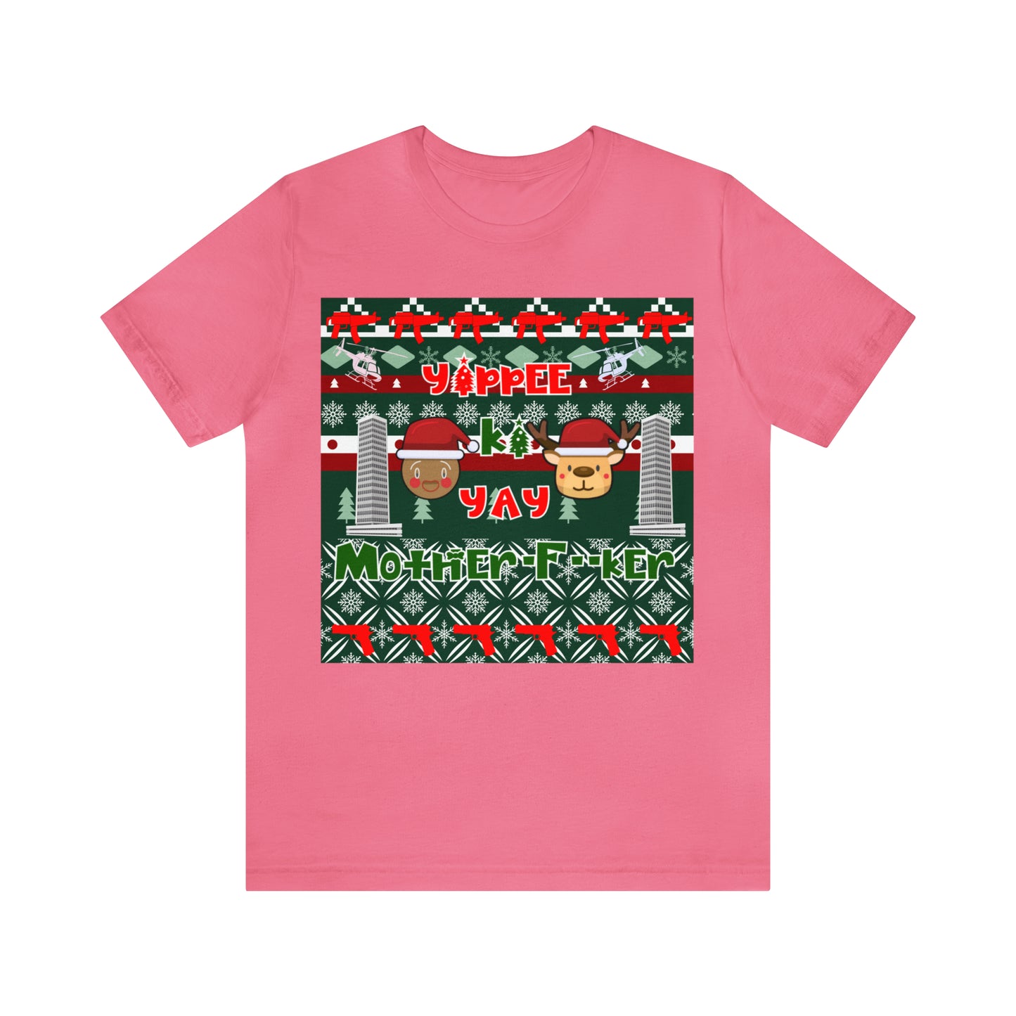 Die Hard Inspired Ugly Christmas Sweater Tee | Yippee Ki Yay Quote | Festive Unisex Holiday Shirt