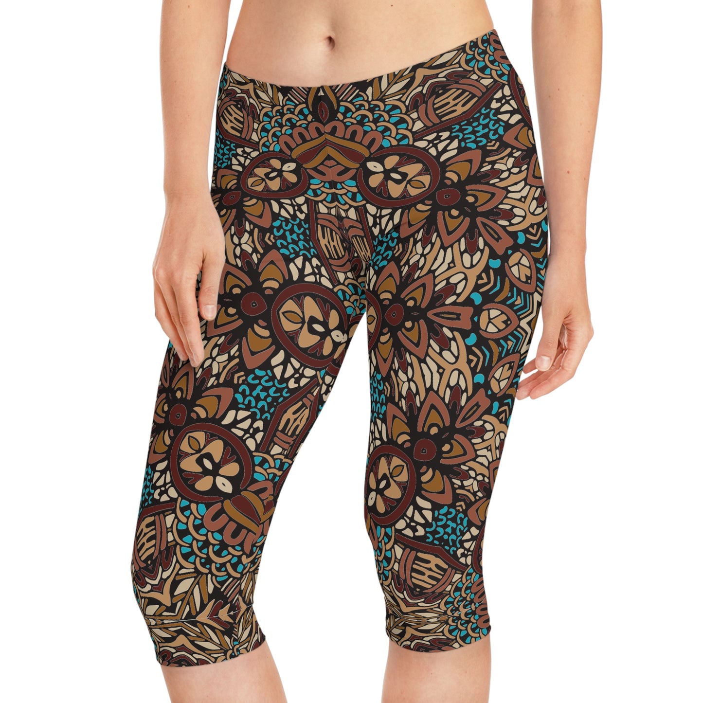 Boho Bliss: Vibrant Print Women's Leggings Women's Capri Leggings (AOP)