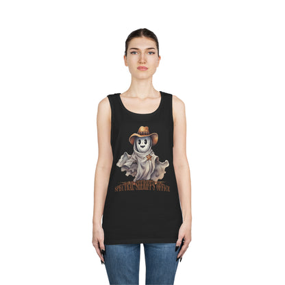 Spectral Sheriff's Office Western Halloween Unisex Heavy Cotton Tank Top Gifts for Him Gifts for Her