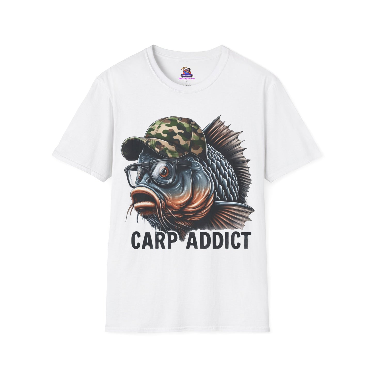 Carp Addict Unisex Softstyle T-Shirt Fishing humor, Fisherman Gift Pun T-Shirt Funny Fish Tee Fishy Vibes Unique Unisex Tee