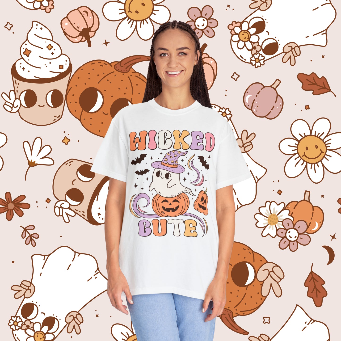 Wicked Cute Retro Groovy Halloween Unisex Garment-Dyed T-shirt Gifts for Him Gifts for her