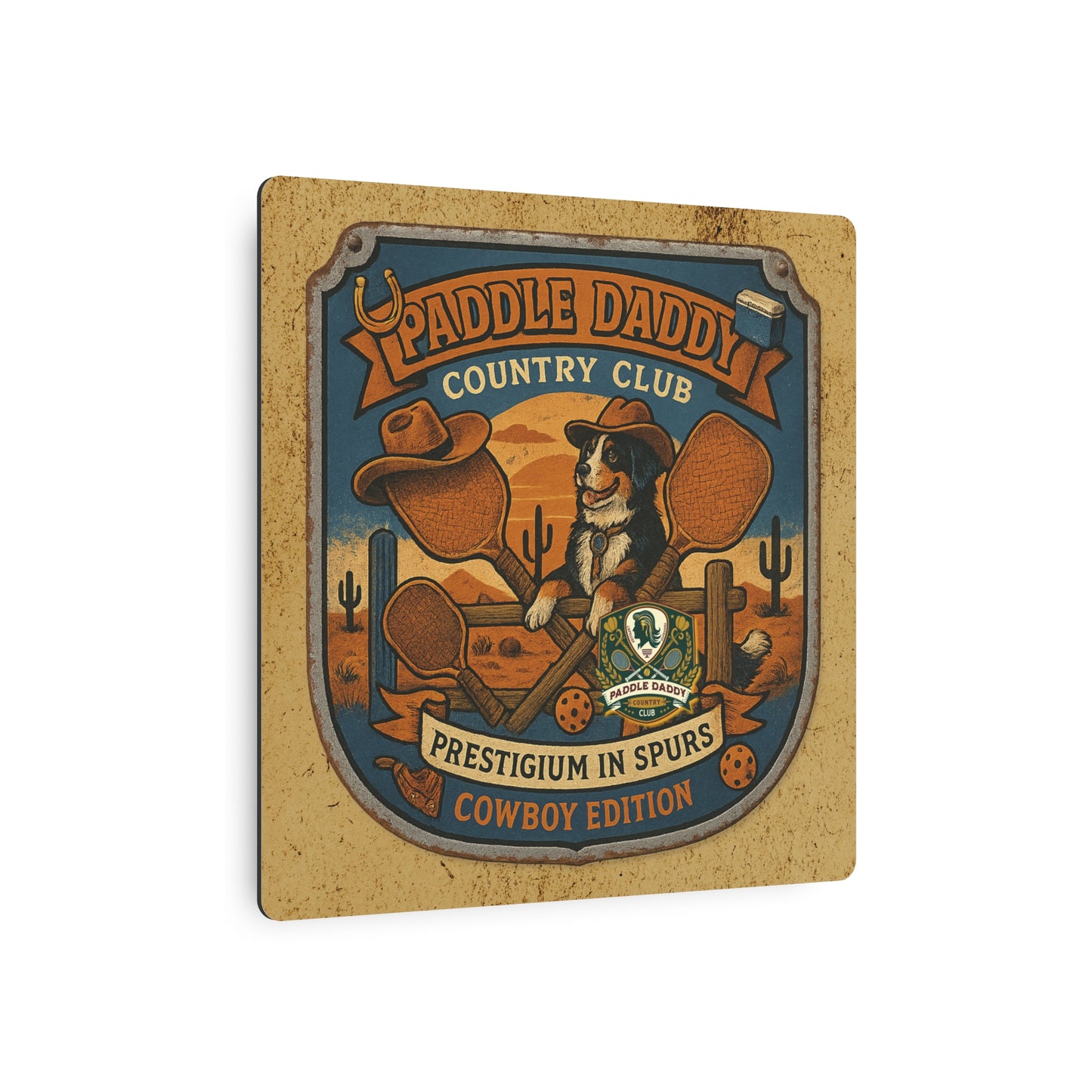 Cowboy Edition Metal Sign  Paddle Daddy Country Club Western Decor, Funny Ranch Wall Art, Chloe Dog Desert Badge