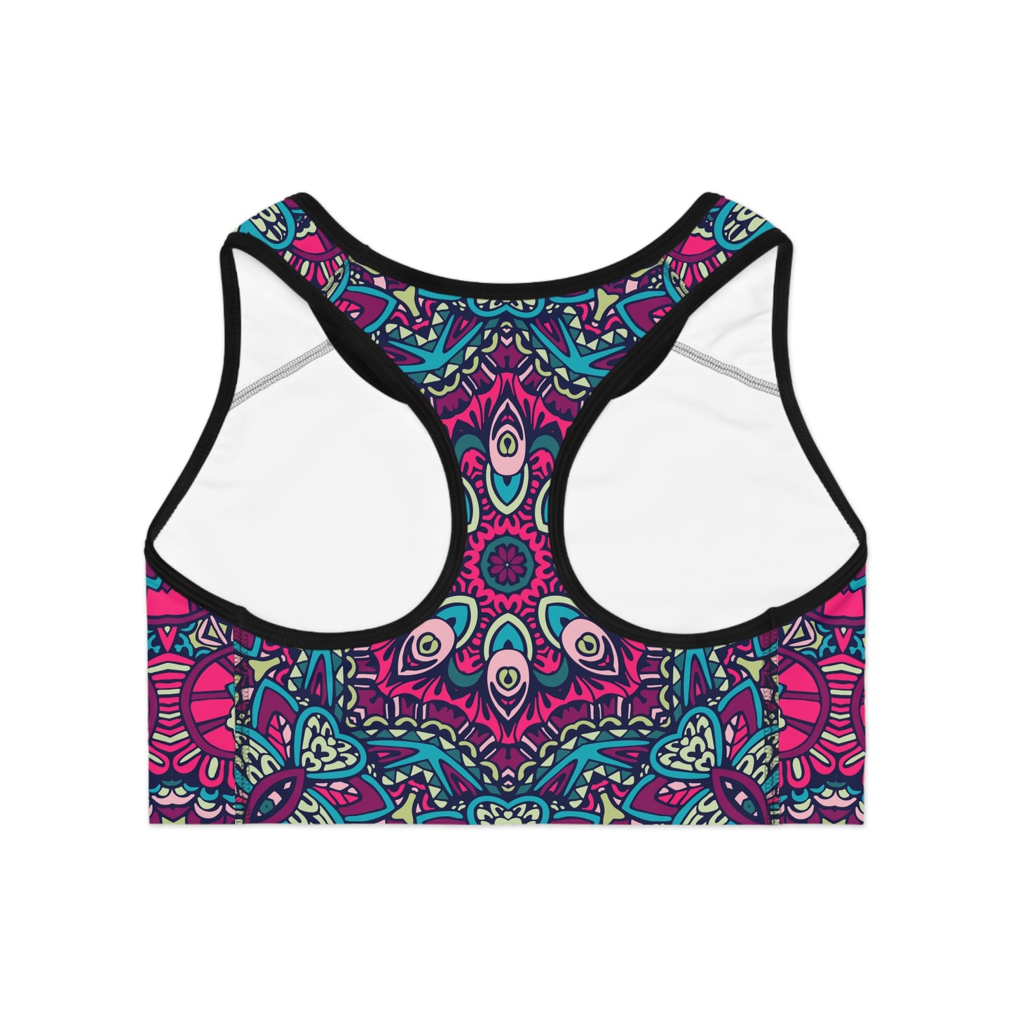 Purple Boho Vibes Sports Bra - AOP Design for Comfort and Style