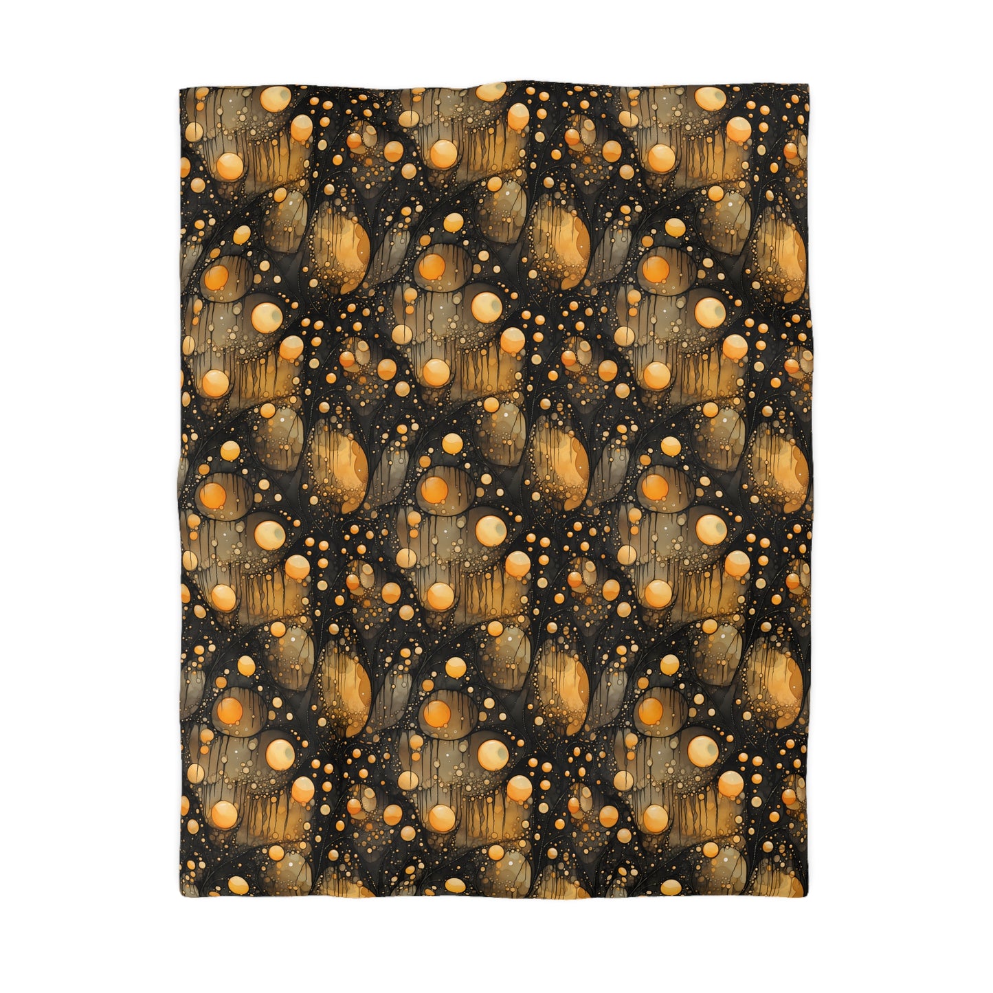 Halloween Yellow Orange Floating Blobs and Dark Microfiber Duvet Cover