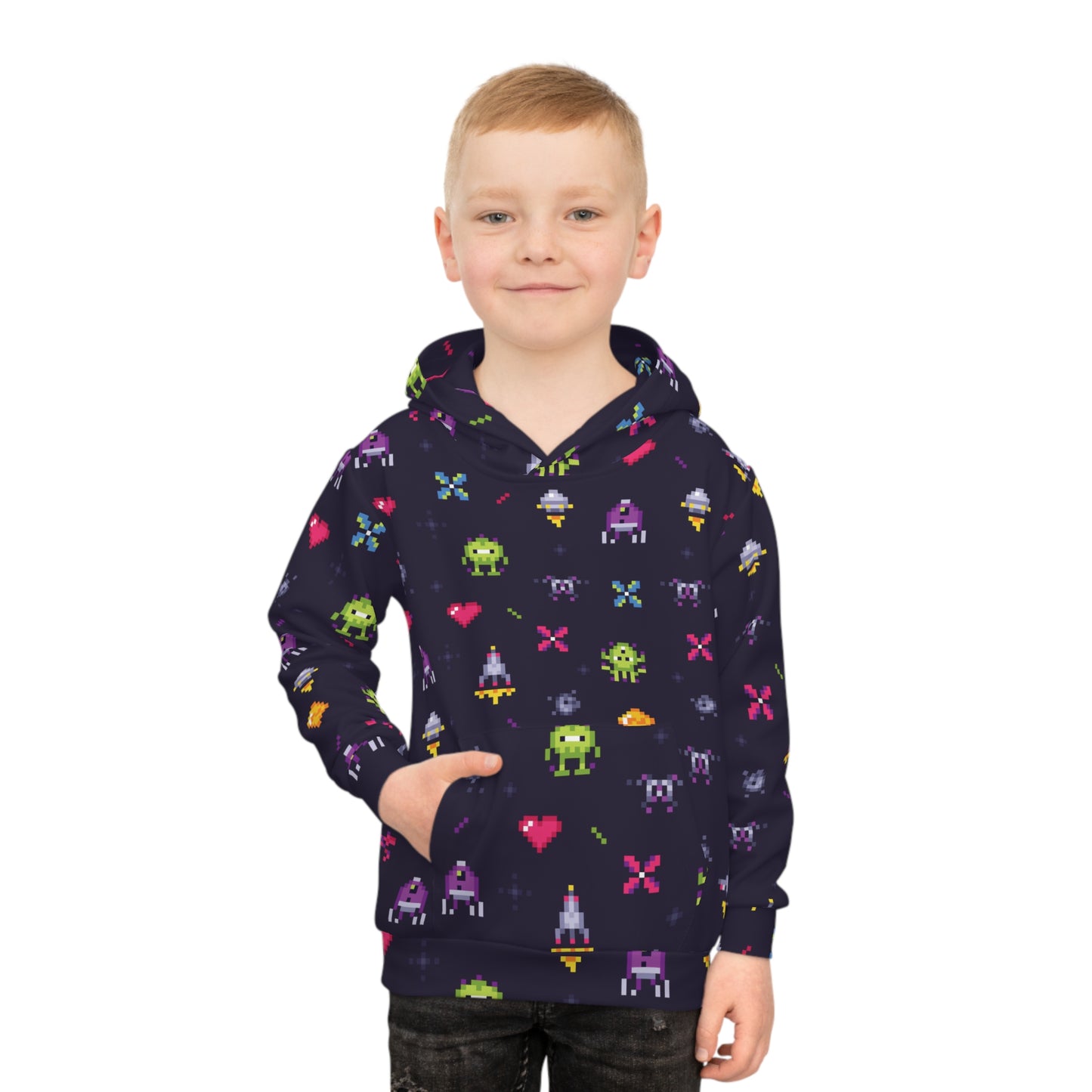 Old Game 8 Bit Children's Hoodie (AOP) Gifts for Him Gifts For Her