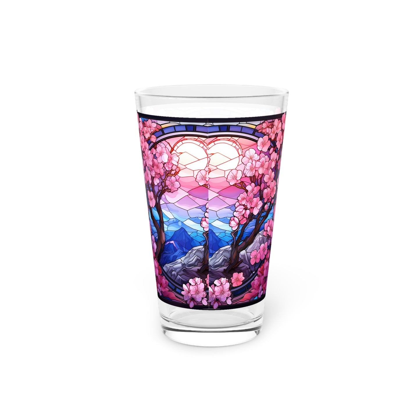 Cherry Blossoms in Full Bloom: A Stained Glass Masterpiece 16oz Pint Glass Gift idea gifts for home decor housewarming gift