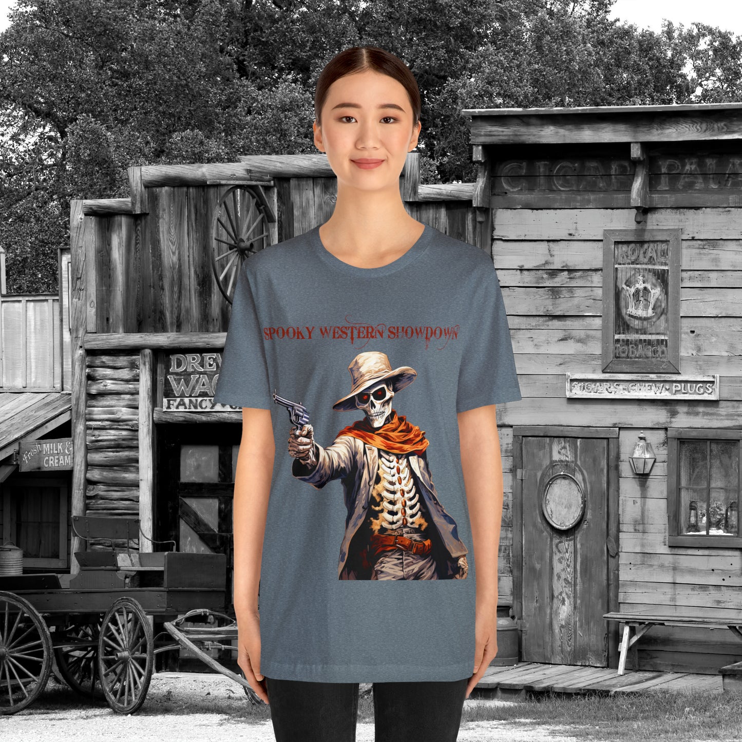 Spooky Western Showdown Western Halloween Unisex Jersey Short Sleeve Tee Gifts For Her Gifts For Him