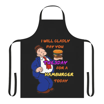 Popeye's Friend Wimpy "I will Gladly Pay you Tuesday for a Hamburger Today" Apron (AOP)