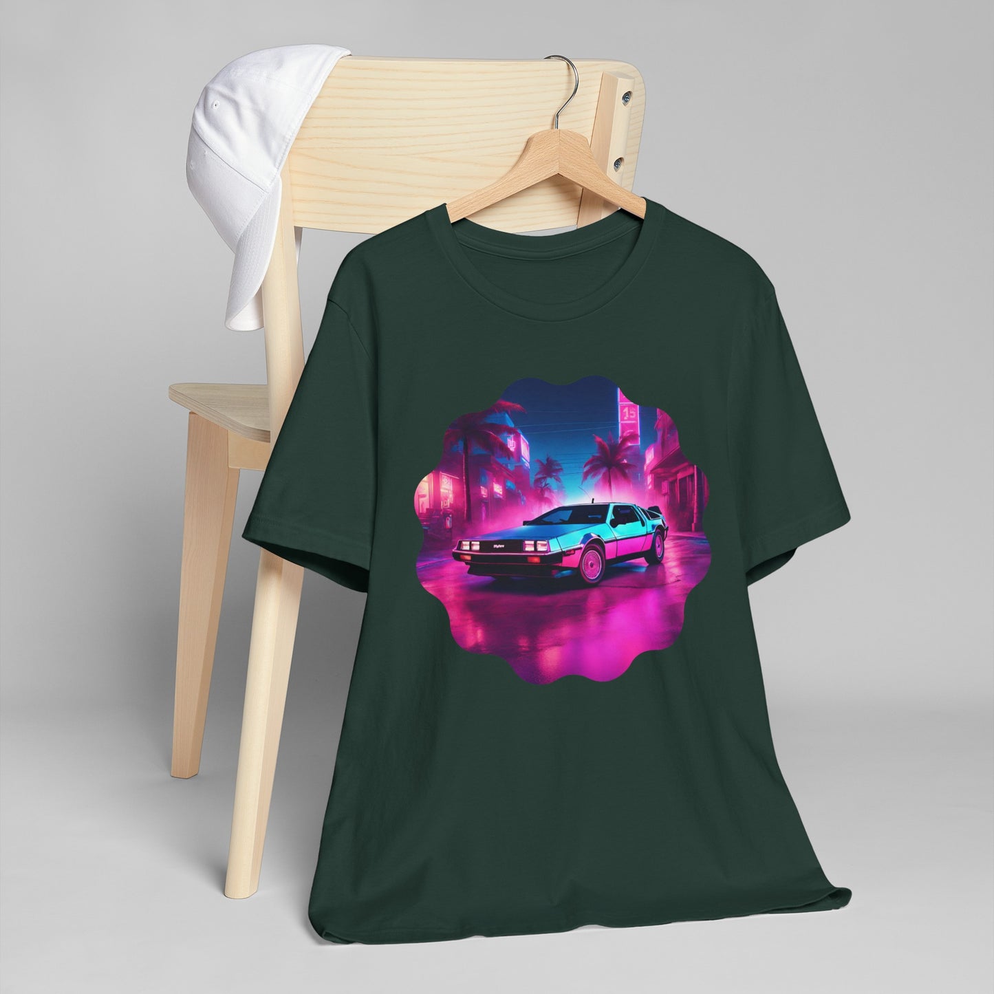 Retro-Futuristic DeLorean Unleashed Jersey: Time-Travel in Style! Unisex Jersey T-Shirt