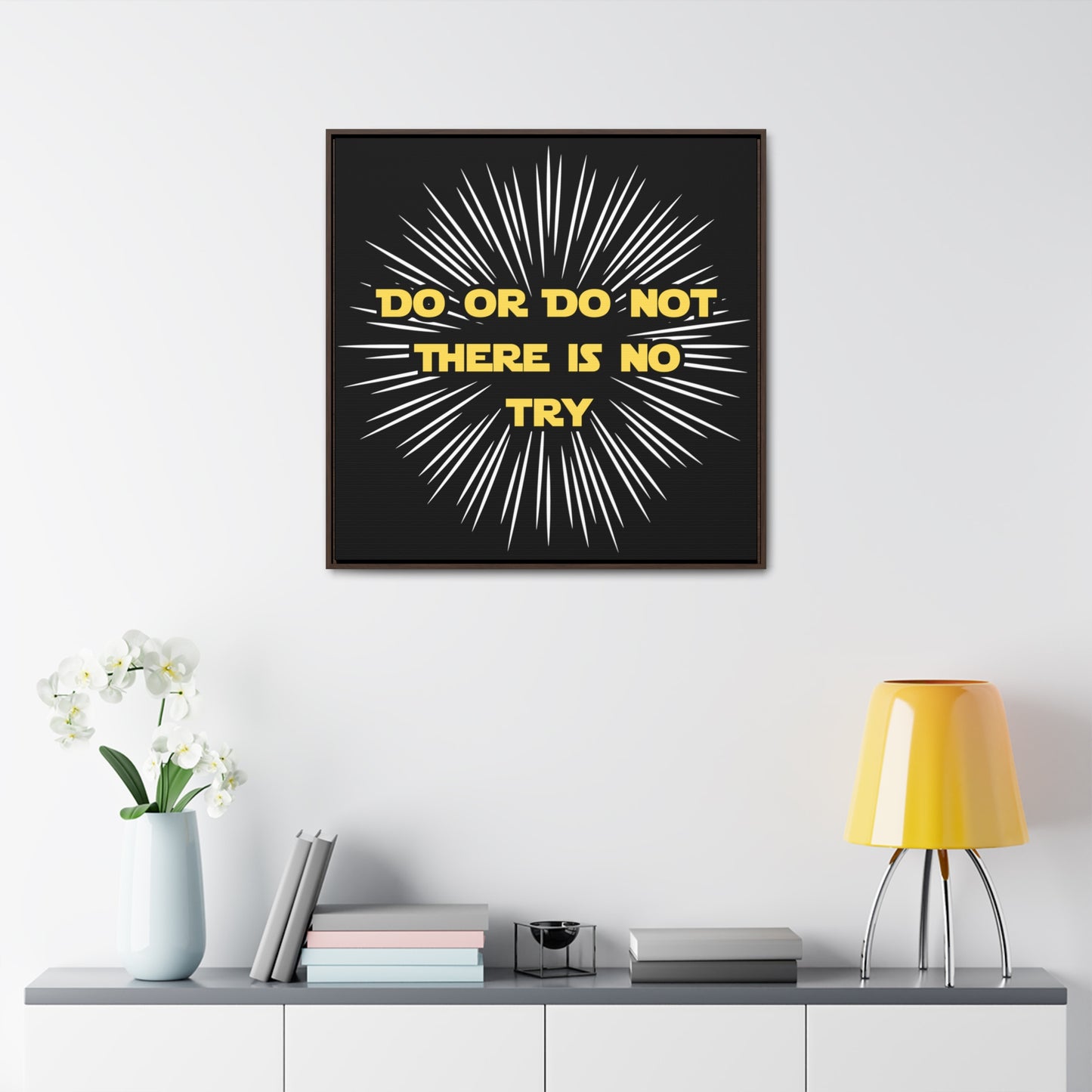 Star Wars Inspired Do or Do Not There is no Try Gallery Canvas Wraps, Poplar Wood Square Frame