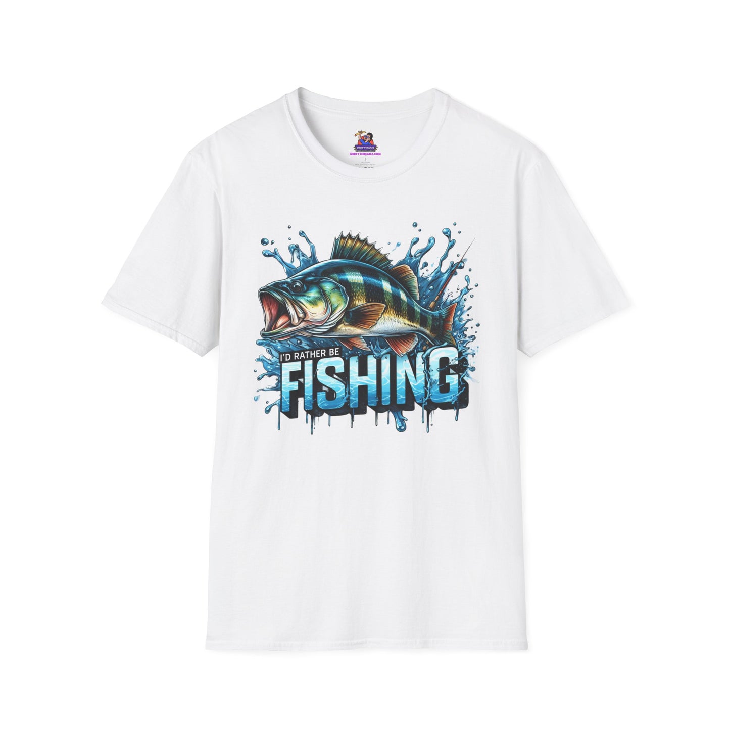 I'd Rather Be Fishing Unisex Softstyle T-Shirt Fishing humor, Fisherman Gift Pun T-Shirt Funny Fish Tee Fishy Vibes Unique Unisex Tee