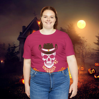Howdy Ghoul Skeleton Sheriff Retro Halloween Unisex Jersey Short Sleeve Tee Gifts for her