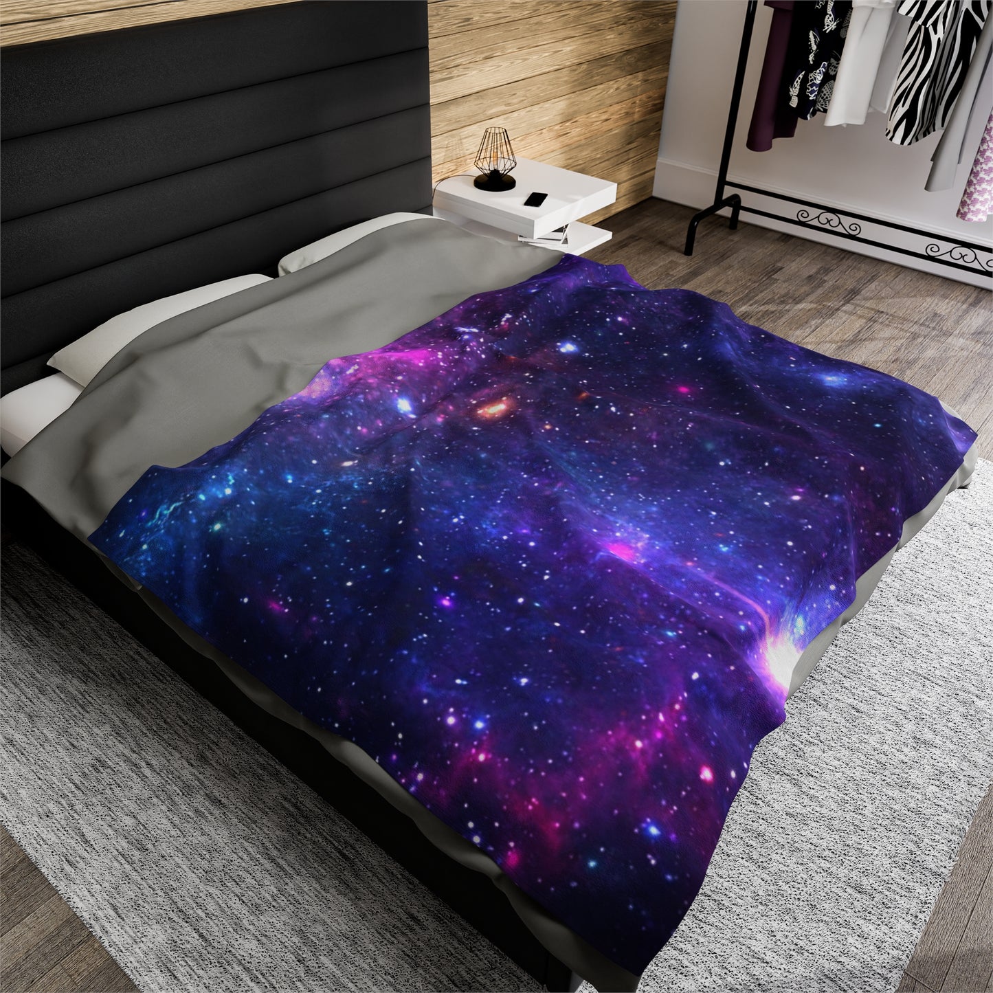 Purple Beyond the Stars Outer Space Out of this World Velveteen Plush Blanket