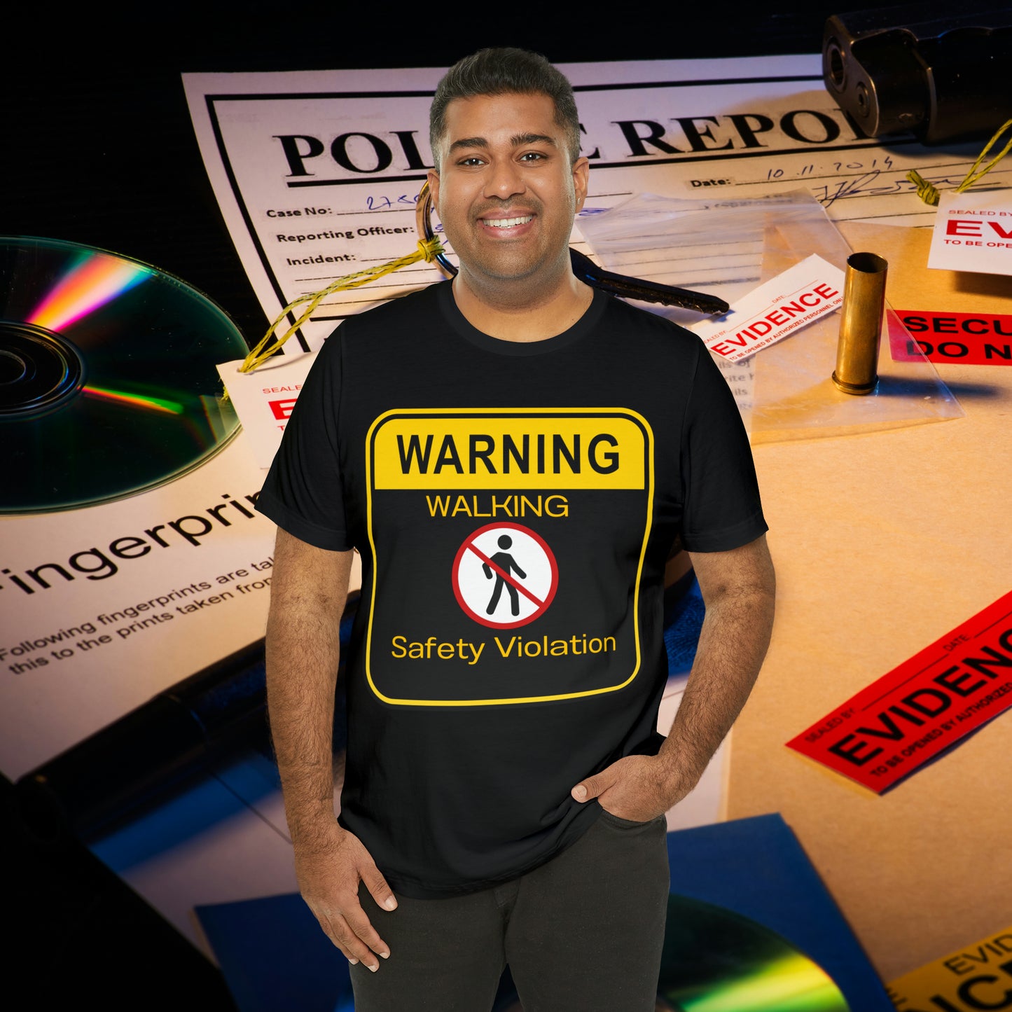 Warning Walking Safety Violation Unisex Jersey Short Sleeve Tee Gifts for Her Gifts For him