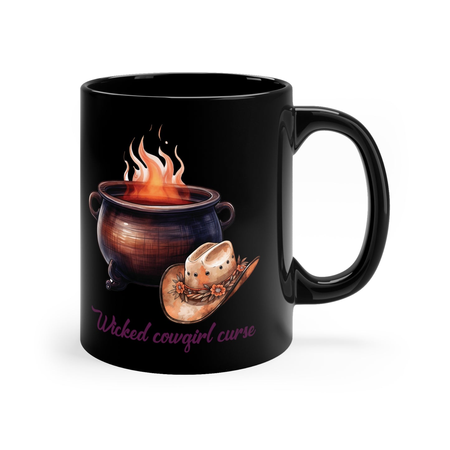 Wicked Cowgirl Curse position 11oz Black Mug