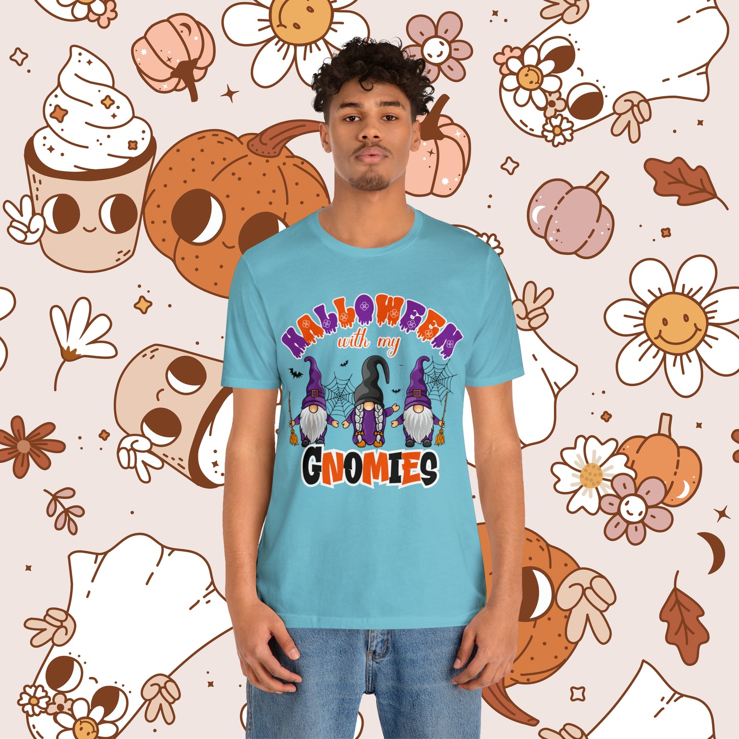 Halloween with my Gnomies Unisex Jersey Short Sleeve Tee Gifts for Him Gifts for Her