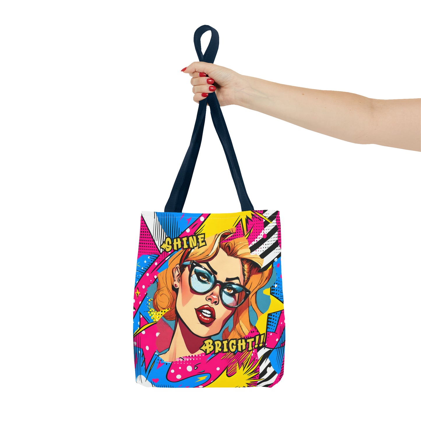 Shine Bright Lady on a Abstract Comic Pop AOP Tote Bag