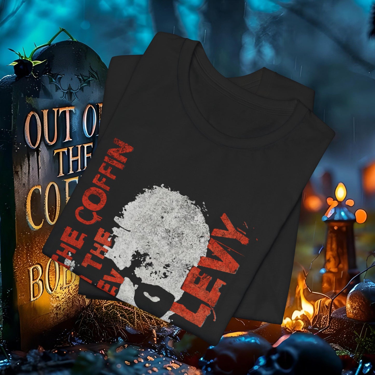 Out of the Coffin with the Rev Bob Levy No Stress Tee #levyverse In Multiple Sizes