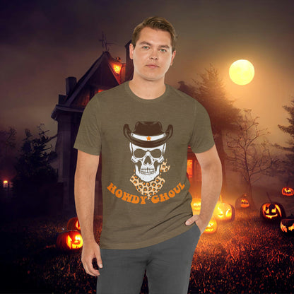 Howdy Ghoul Skeleton Sheriff Retro Halloween Unisex Jersey Short Sleeve Tee Gifts for her