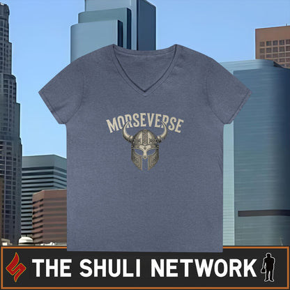 Morseverse Viking Helmet Ladies' V‑Neck T‑Shirt