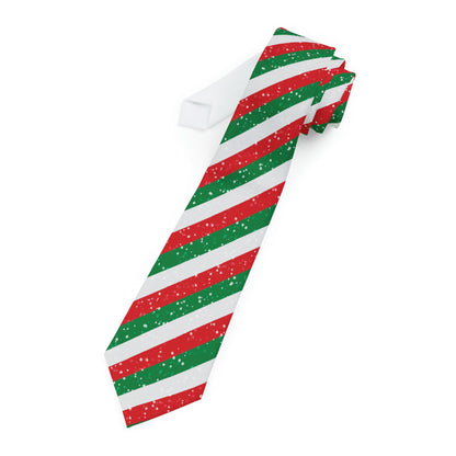 "DirkyThreadz Holiday Striped Tie - Cheerful Red, Green & White Design for Festive Flair"