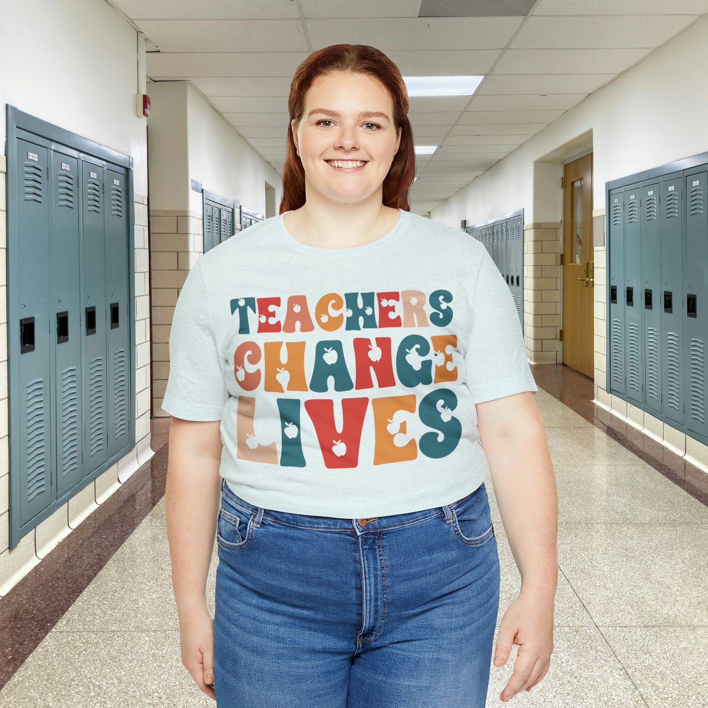Colorful Teachers Change Lives Back to School Unisex Jersey Short Sleeve Tee Gifts for him, Gifts for Her