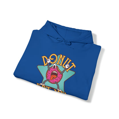 "DirkyThreadz Donut Panic Hoodie - Quirky Cartoon Design for Fun Style"