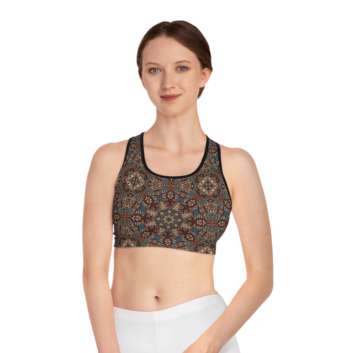 Earthy Brown Boho Chic Women's Sports Bra (AOP)