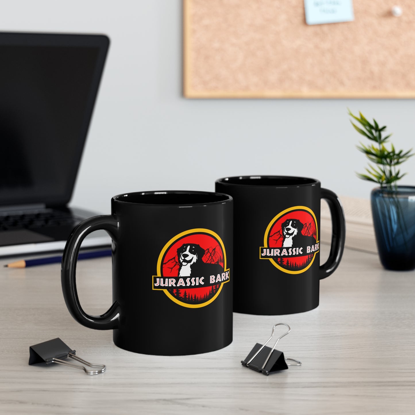 Jurassic Bark Bernese Mountain Dog, Custom 11oz Black Mug