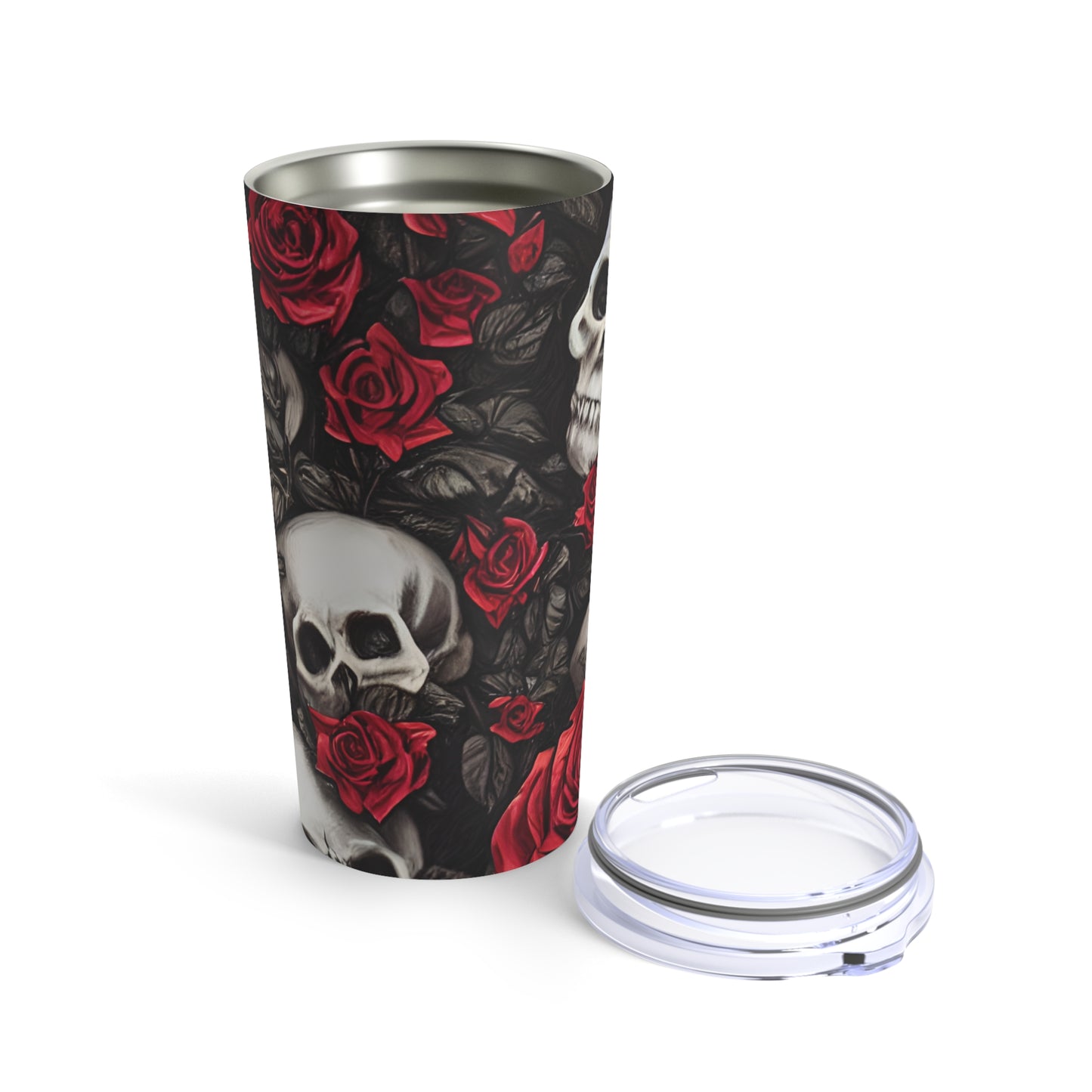 Hyper Realistic Skulls and Red Roses by artist Anne-Laure Goupil Tumbler 20oz