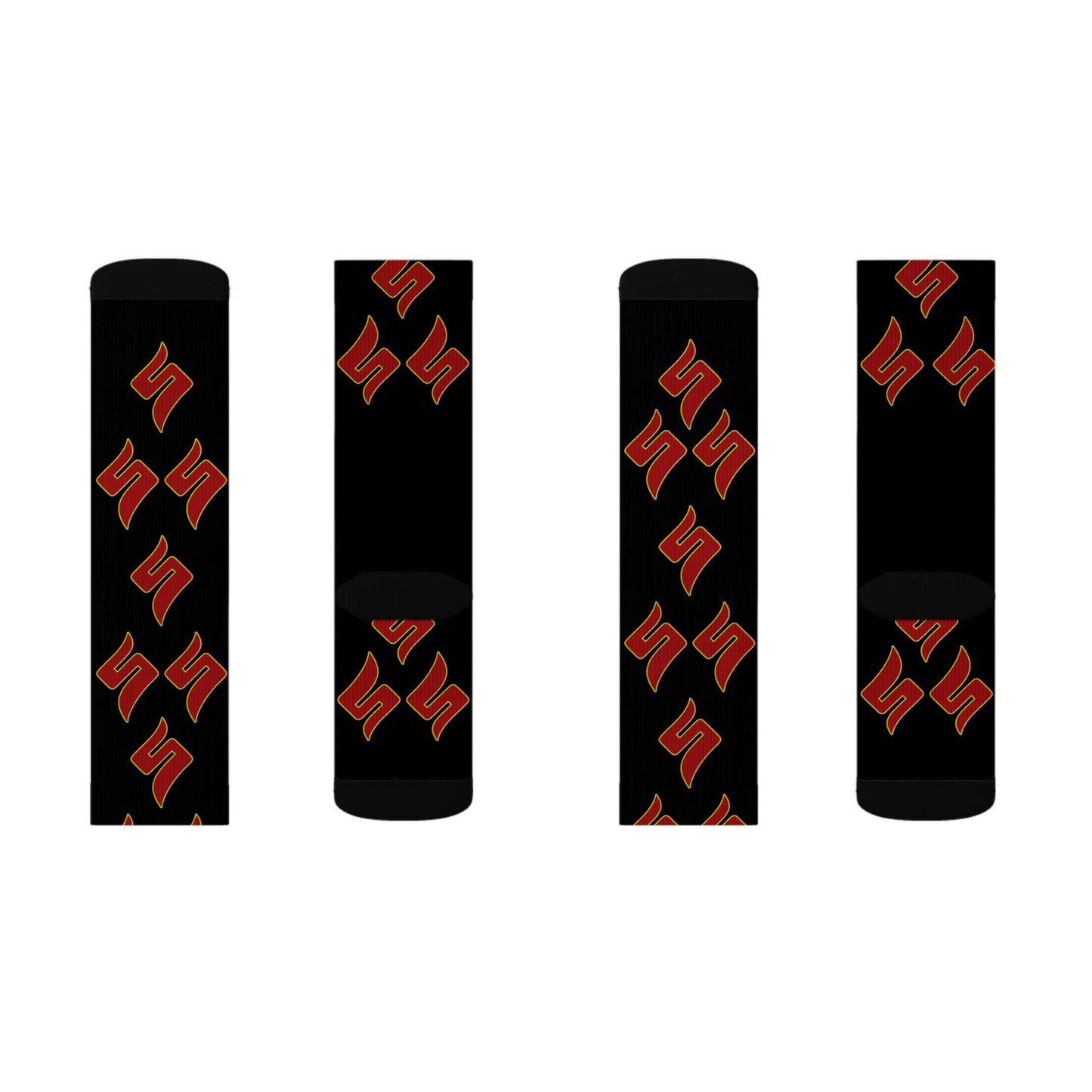 Shuli Network “S” Socks— Bold All-Over Print Crew Socks