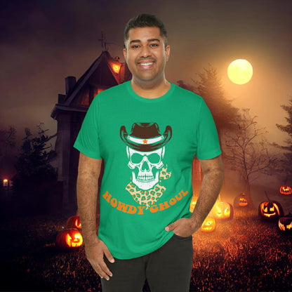 Howdy Ghoul Skeleton Sheriff Retro Halloween Unisex Jersey Short Sleeve Tee Gifts for her