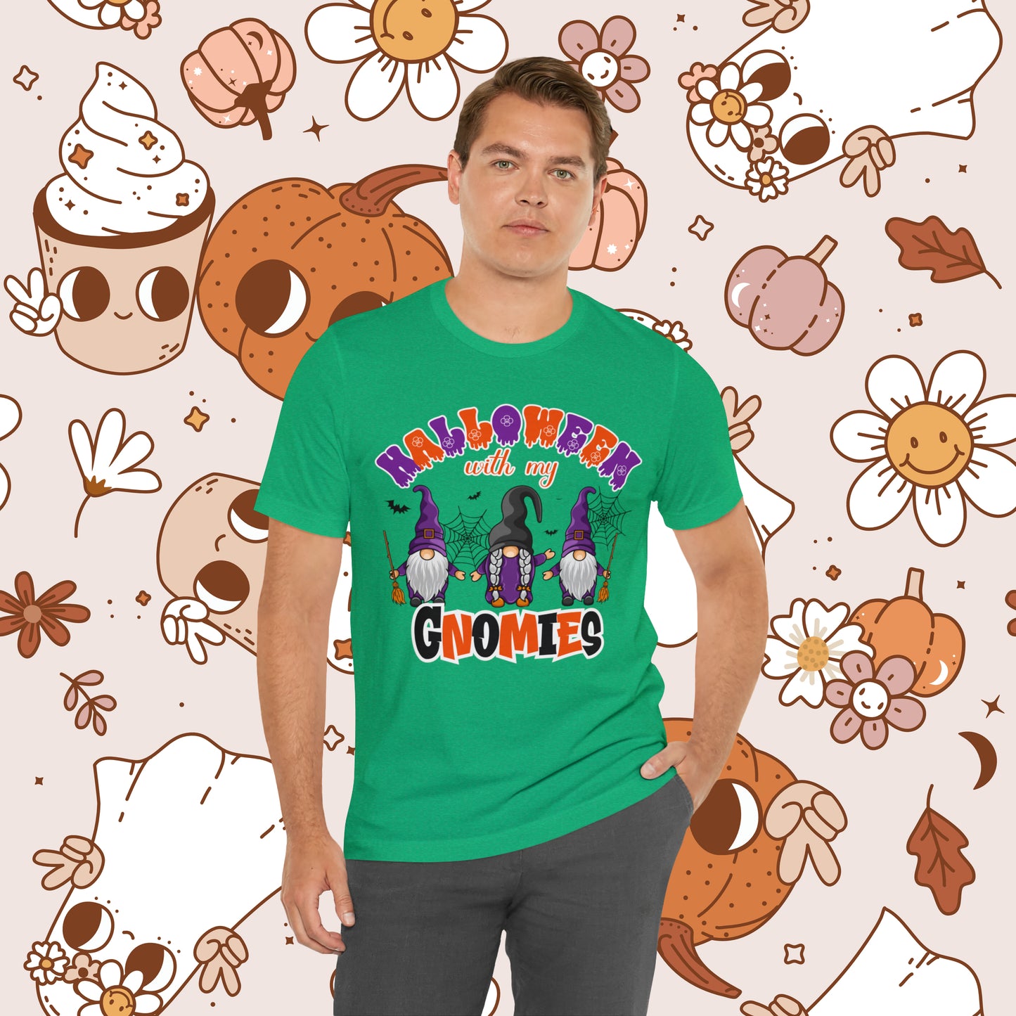 Halloween with my Gnomies Unisex Jersey Short Sleeve Tee Gifts for Him Gifts for Her