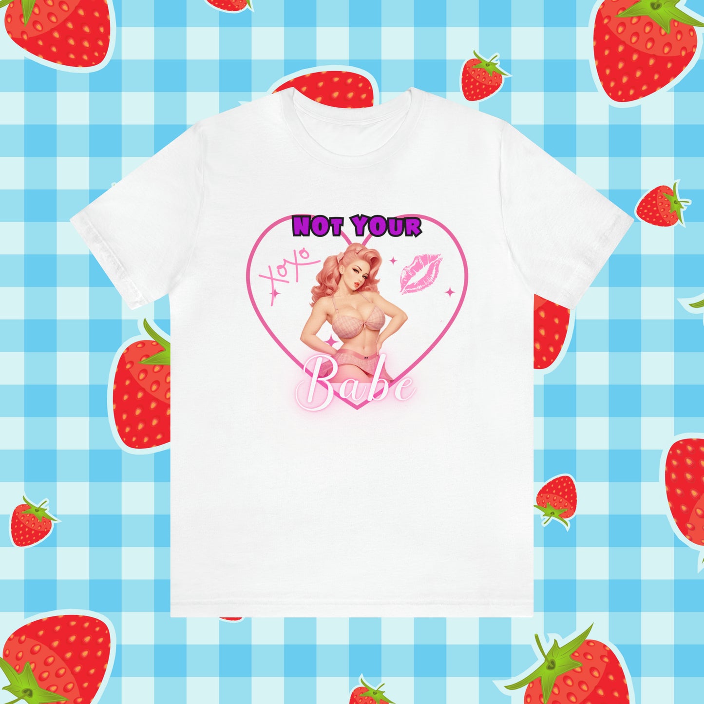 Vintage Pink Pinup Girl "Not Your Babe" on a Bella+Canva 3001 Unisex Jersey T-Shirt - A Must-Have Gift for her