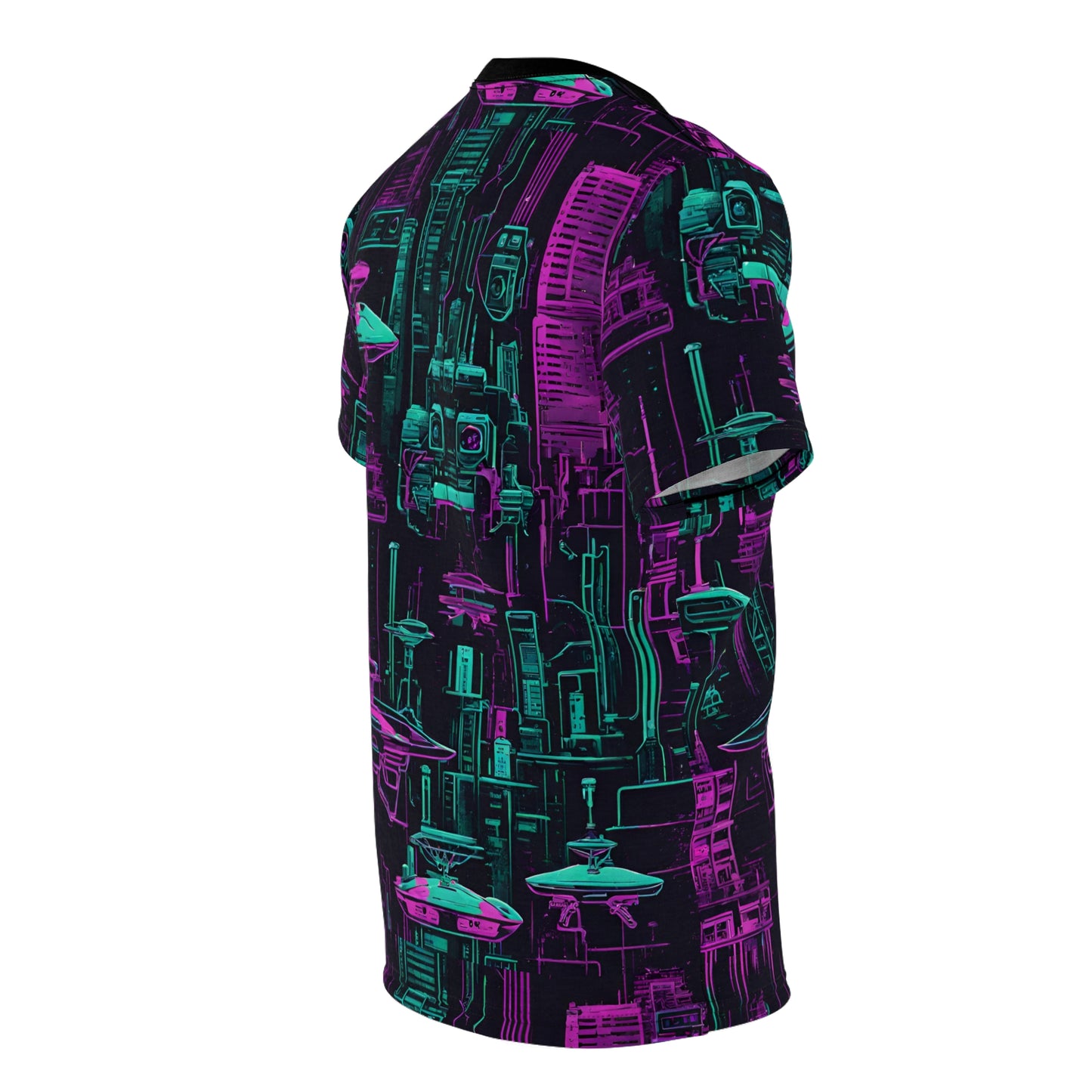 Neon Futuristic Lights Cyberpunk Drones Unisex Cut & Sew Tee (AOP)