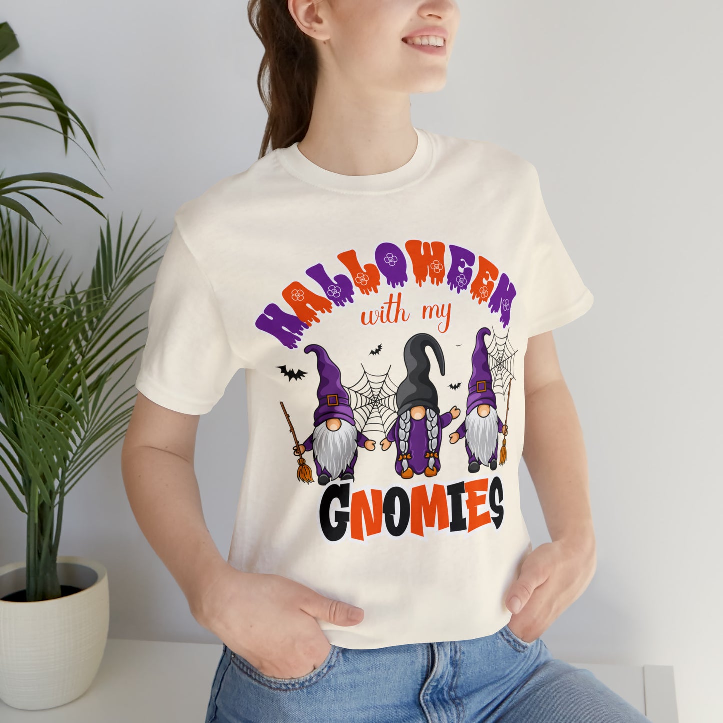 Halloween with my Gnomies Unisex Jersey Short Sleeve Tee Gifts for Him Gifts for Her