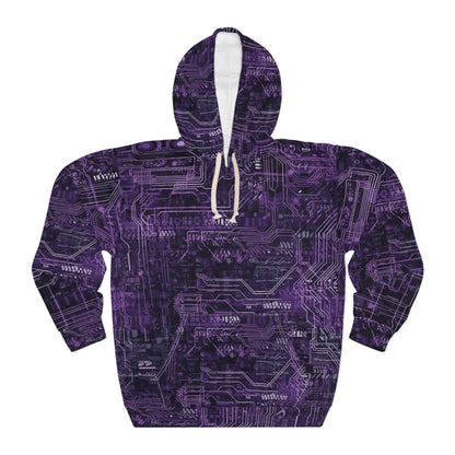 CyberPunk Cybernetic Skull breaking through a Unisex Pullover Hoodie (AOP) Gifts for Her Gifts for Him