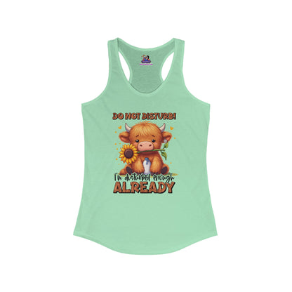 Moo-dy Silence: The 'Do Not Disturb' Women's Ideal Racerback Tank