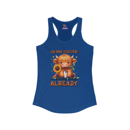 Moo-dy Silence: The 'Do Not Disturb' Women's Ideal Racerback Tank