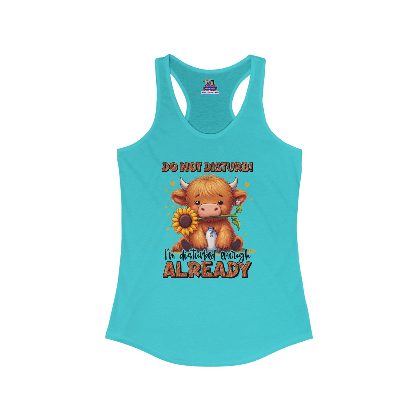 Moo-dy Silence: The 'Do Not Disturb' Women's Ideal Racerback Tank