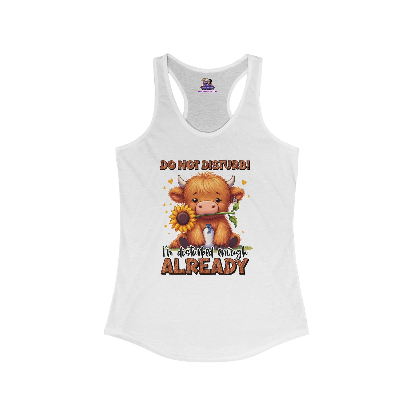 Moo-dy Silence: The 'Do Not Disturb' Women's Ideal Racerback Tank